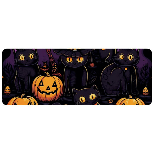 ownta - OWNTA Halloween Jack-o'-lantern and Cat Grand tapis de bureau à motif : tapis de jeu rectangulaire étendu de 11,8 x 31,3 pouces avec fond en caoutchouc antidérapant - adapté au bureau à domicile - grand tapis de souris ownta  - Périphériques, réseaux et wifi