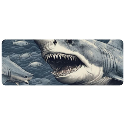 ownta - OWNTA Shark Grand tapis de bureau à motif : tapis de jeu rectangulaire étendu de 11,8 x 31,3 pouces avec fond en caoutchouc antidérapant - adapté au bureau à domicile - grand tapis de souris ownta  - Tapis de souris