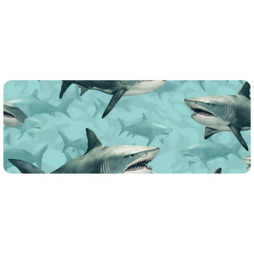 ownta - OWNTA Shark Grand tapis de bureau à motif : tapis de jeu rectangulaire étendu de 11,8 x 31,3 pouces avec fond en caoutchouc antidérapant - adapté au bureau à domicile - grand tapis de souris ownta  - Nos Promotions et Ventes Flash