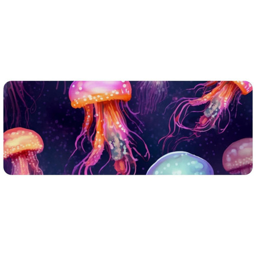 ownta - OWNTA Jellyfish Grand tapis de bureau à motif : tapis de jeu rectangulaire étendu de 11,8 x 31,3 pouces avec fond en caoutchouc antidérapant - adapté au bureau à domicile - grand tapis de souris ownta - Nos Promotions et Ventes Flash