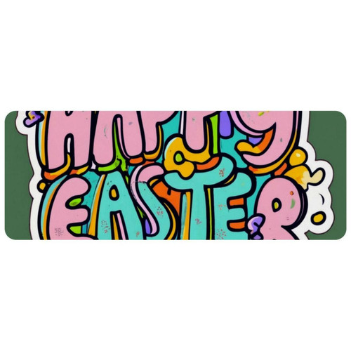 ownta - OWNTA Happy Easter Grand tapis de bureau à motif : tapis de jeu rectangulaire étendu de 11,8 x 31,3 pouces avec fond en caoutchouc antidérapant - adapté au bureau à domicile - grand tapis de souris ownta  - Nos Promotions et Ventes Flash
