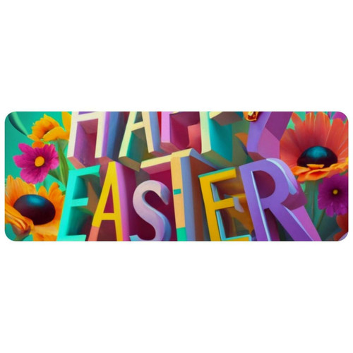 ownta - OWNTA Happy Easter Grand tapis de bureau à motif : tapis de jeu rectangulaire étendu de 11,8 x 31,3 pouces avec fond en caoutchouc antidérapant - adapté au bureau à domicile - grand tapis de souris ownta  - Périphériques, réseaux et wifi
