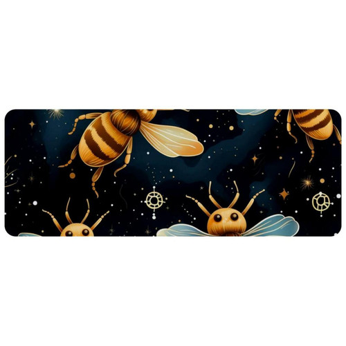 ownta - OWNTA Starry Sky Bee Grand tapis de bureau à motif : tapis de jeu rectangulaire étendu de 11,8 x 31,3 pouces avec fond en caoutchouc antidérapant - adapté au bureau à domicile - grand tapis de souris ownta  - Tapis de souris