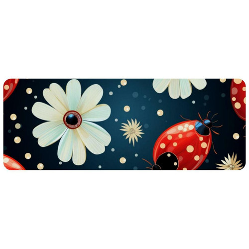 ownta - OWNTA Ladybug Grand tapis de bureau à motif : tapis de jeu rectangulaire étendu de 11,8 x 31,3 pouces avec fond en caoutchouc antidérapant - adapté au bureau à domicile - grand tapis de souris ownta  - Nos Promotions et Ventes Flash