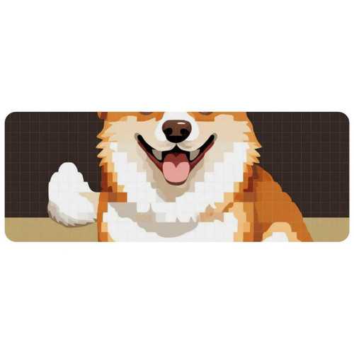 ownta - OWNTA Pixel Dog Grand tapis de bureau à motif : tapis de jeu rectangulaire étendu de 11,8 x 31,3 pouces avec fond en caoutchouc antidérapant - adapté au bureau à domicile - grand tapis de souris ownta  - Tapis de souris