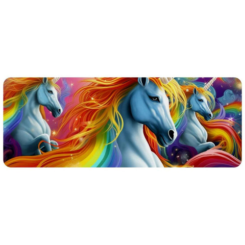 ownta - OWNTA Rainbow Unicorn Grand tapis de bureau à motif : tapis de jeu rectangulaire étendu de 11,8 x 31,3 pouces avec fond en caoutchouc antidérapant - adapté au bureau à domicile - grand tapis de souris ownta  - Le meilleur de nos Marchands