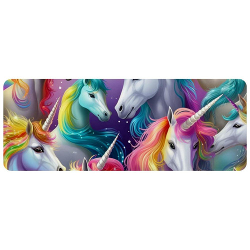 ownta - OWNTA Rainbow Unicorn Grand tapis de bureau à motif : tapis de jeu rectangulaire étendu de 11,8 x 31,3 pouces avec fond en caoutchouc antidérapant - adapté au bureau à domicile - grand tapis de souris ownta  - Tapis de souris gamer Tapis de souris