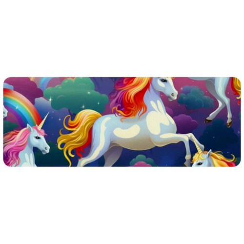 ownta - OWNTA Rainbow Unicorn Grand tapis de bureau à motif : tapis de jeu rectangulaire étendu de 11,8 x 31,3 pouces avec fond en caoutchouc antidérapant - adapté au bureau à domicile - grand tapis de souris ownta  - Tapis de souris