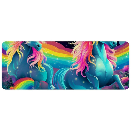 ownta - OWNTA Rainbow Unicorn Grand tapis de bureau à motif : tapis de jeu rectangulaire étendu de 11,8 x 31,3 pouces avec fond en caoutchouc antidérapant - adapté au bureau à domicile - grand tapis de souris ownta  - Nos Promotions et Ventes Flash