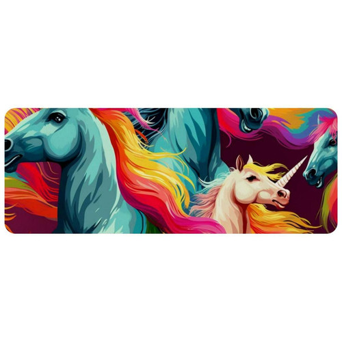 ownta - OWNTA Rainbow Unicorn Grand tapis de bureau à motif : tapis de jeu rectangulaire étendu de 11,8 x 31,3 pouces avec fond en caoutchouc antidérapant - adapté au bureau à domicile - grand tapis de souris ownta  - Nos Promotions et Ventes Flash