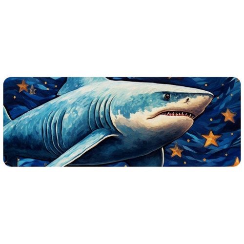 ownta - OWNTA Star Shark Grand tapis de bureau à motif : tapis de jeu rectangulaire étendu de 11,8 x 31,3 pouces avec fond en caoutchouc antidérapant - adapté au bureau à domicile - grand tapis de souris ownta  - Nos Promotions et Ventes Flash