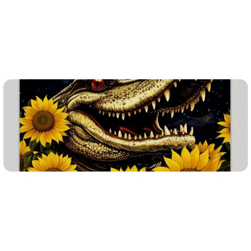ownta - OWNTA Crocodile Star Sunflower Grand tapis de bureau à motif : tapis de jeu rectangulaire étendu de 11,8 x 31,3 pouces avec fond en caoutchouc antidérapant - adapté au bureau à domicile - grand tapis de souris ownta  - Le meilleur de nos Marchands