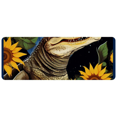 ownta - OWNTA Crocodile Star Sunflower Grand tapis de bureau à motif : tapis de jeu rectangulaire étendu de 11,8 x 31,3 pouces avec fond en caoutchouc antidérapant - adapté au bureau à domicile - grand tapis de souris ownta  - Le meilleur de nos Marchands