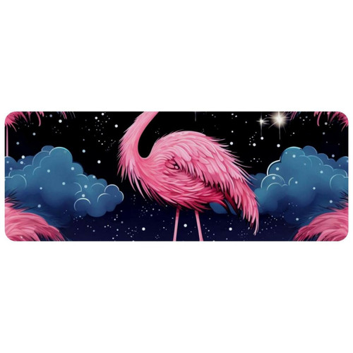 ownta - OWNTA Starry Sky Flamingo Grand tapis de bureau à motif : tapis de jeu rectangulaire étendu de 11,8 x 31,3 pouces avec fond en caoutchouc antidérapant - adapté au bureau à domicile - grand tapis de souris ownta  - Périphériques, réseaux et wifi