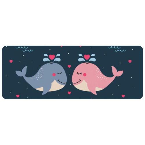 ownta - OWNTA Cute Cartoon Whale I Love You Grand tapis de bureau à motif : tapis de jeu rectangulaire étendu de 11,8 x 31,3 pouces avec fond en caoutchouc antidérapant - adapté au bureau à domicile - grand tapis de souris ownta  - Nos Promotions et Ventes Flash