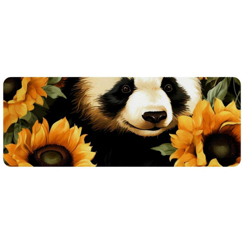 Tapis de souris ownta OWNTA Panda Among Sunflowers Grand tapis de bureau à motif : tapis de jeu rectangulaire étendu de 11,8 x 31,3 pouces avec fond en caoutchouc antidérapant - adapté au bureau à domicile - grand tapis de souris
