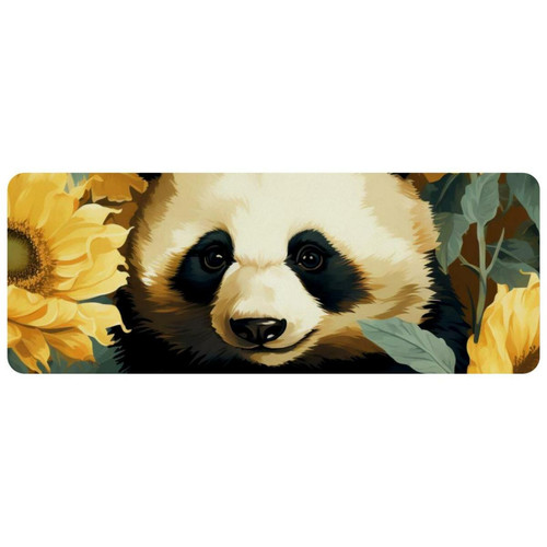 ownta - OWNTA Panda Among Sunflowers Grand tapis de bureau à motif : tapis de jeu rectangulaire étendu de 11,8 x 31,3 pouces avec fond en caoutchouc antidérapant - adapté au bureau à domicile - grand tapis de souris ownta  - Nos Promotions et Ventes Flash