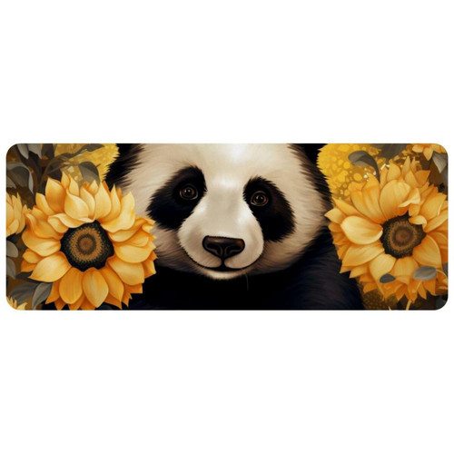ownta - OWNTA Panda Among Sunflowers Grand tapis de bureau à motif : tapis de jeu rectangulaire étendu de 11,8 x 31,3 pouces avec fond en caoutchouc antidérapant - adapté au bureau à domicile - grand tapis de souris ownta  - Périphériques, réseaux et wifi