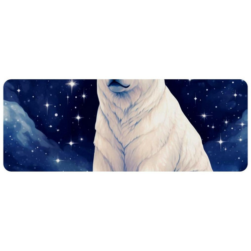 ownta - OWNTA Polar Bear in Starry Sky Grand tapis de bureau à motif : tapis de jeu rectangulaire étendu de 11,8 x 31,3 pouces avec fond en caoutchouc antidérapant - adapté au bureau à domicile - grand tapis de souris ownta  - Nos Promotions et Ventes Flash