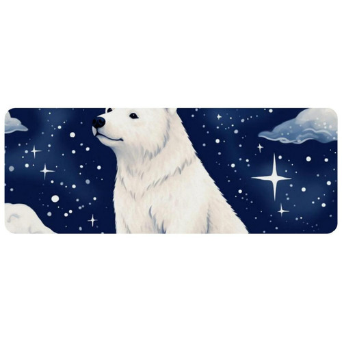 ownta - OWNTA Polar Bear in Starry Sky Grand tapis de bureau à motif : tapis de jeu rectangulaire étendu de 11,8 x 31,3 pouces avec fond en caoutchouc antidérapant - adapté au bureau à domicile - grand tapis de souris ownta  - Nos Promotions et Ventes Flash