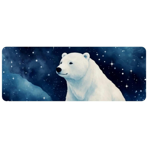 ownta - OWNTA Polar Bear in Starry Sky Grand tapis de bureau à motif : tapis de jeu rectangulaire étendu de 11,8 x 31,3 pouces avec fond en caoutchouc antidérapant - adapté au bureau à domicile - grand tapis de souris ownta  - Périphériques, réseaux et wifi