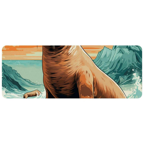 ownta - OWNTA Sea Lion Grand tapis de bureau à motif : tapis de jeu rectangulaire étendu de 11,8 x 31,3 pouces avec fond en caoutchouc antidérapant - adapté au bureau à domicile - grand tapis de souris ownta  - Tapis de souris