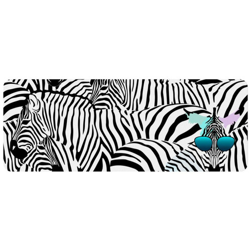 ownta - OWNTA Zebras Black White Grand tapis de bureau à motif : tapis de jeu rectangulaire étendu de 11,8 x 31,3 pouces avec fond en caoutchouc antidérapant - adapté au bureau à domicile - grand tapis de souris ownta  - Tapis de souris