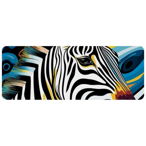ownta - OWNTA Zebra Grand tapis de bureau à motif : tapis de jeu rectangulaire étendu de 11,8 x 31,3 pouces avec fond en caoutchouc antidérapant - adapté au bureau à domicile - grand tapis de souris ownta  - Tapis de souris