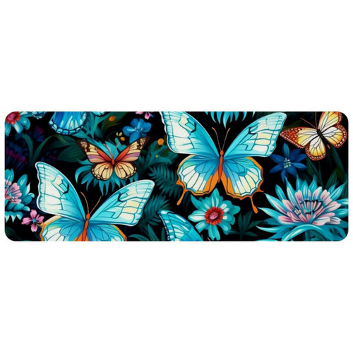 ownta - OWNTA Colorful Butterfly Grand tapis de bureau à motif : tapis de jeu rectangulaire étendu de 11,8 x 31,3 pouces avec fond en caoutchouc antidérapant - adapté au bureau à domicile - grand tapis de souris ownta  - Le meilleur de nos Marchands