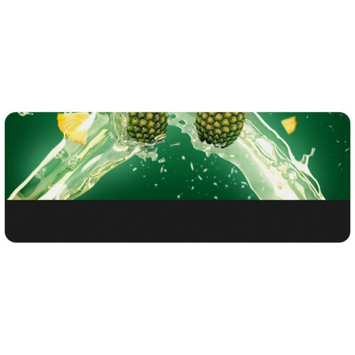 ownta - OWNTA Pineapple Juice Splash Green Background Grand tapis de bureau à motif : tapis de jeu rectangulaire étendu de 11,8 x 31,3 pouces avec fond en caoutchouc antidérapant - adapté au bureau à domicile - grand tapis de souris ownta  - Tapis de souris