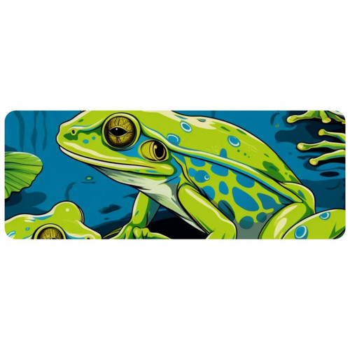 ownta - OWNTA Frog Grand tapis de bureau à motif : tapis de jeu rectangulaire étendu de 11,8 x 31,3 pouces avec fond en caoutchouc antidérapant - adapté au bureau à domicile - grand tapis de souris ownta  - Tapis de souris gamer Tapis de souris