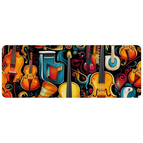 ownta - OWNTA Musical Instrument Grand tapis de bureau à motif : tapis de jeu rectangulaire étendu de 11,8 x 31,3 pouces avec fond en caoutchouc antidérapant - adapté au bureau à domicile - grand tapis de souris ownta  - Tapis de souris gamer Tapis de souris