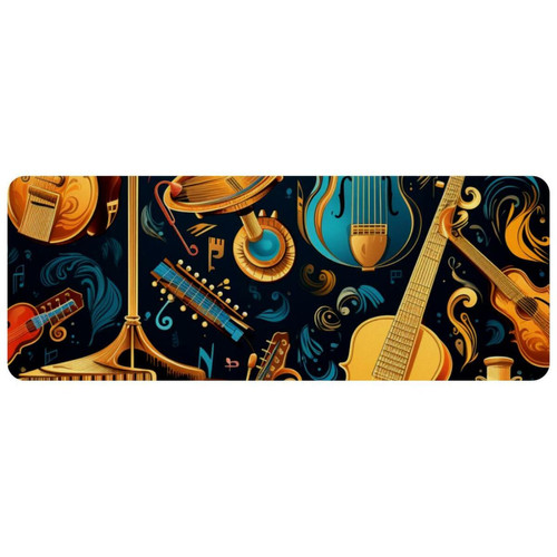 ownta - OWNTA Musical Instrument Grand tapis de bureau à motif : tapis de jeu rectangulaire étendu de 11,8 x 31,3 pouces avec fond en caoutchouc antidérapant - adapté au bureau à domicile - grand tapis de souris ownta  - Tapis de souris