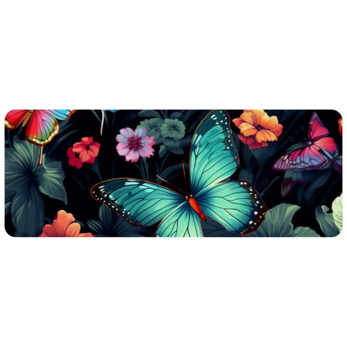 ownta - OWNTA Butterfly Grand tapis de bureau à motif : tapis de jeu rectangulaire étendu de 11,8 x 31,3 pouces avec fond en caoutchouc antidérapant - adapté au bureau à domicile - grand tapis de souris ownta  - Nos Promotions et Ventes Flash