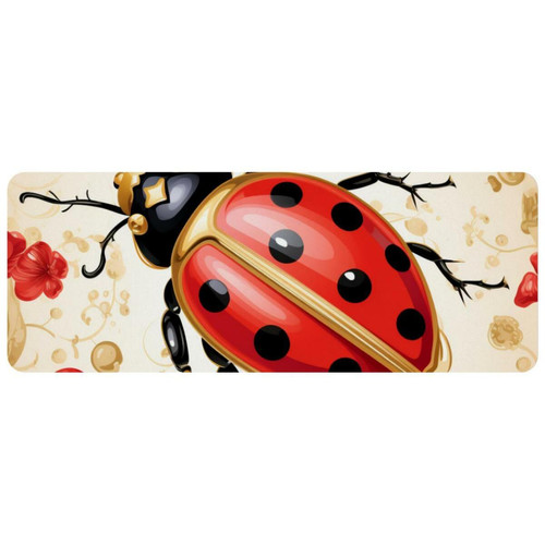 ownta - OWNTA Ladybug Grand tapis de bureau à motif : tapis de jeu rectangulaire étendu de 11,8 x 31,3 pouces avec fond en caoutchouc antidérapant - adapté au bureau à domicile - grand tapis de souris ownta  - Tapis de souris
