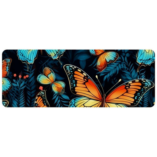 ownta - OWNTA Butterfly Grand tapis de bureau à motif : tapis de jeu rectangulaire étendu de 11,8 x 31,3 pouces avec fond en caoutchouc antidérapant - adapté au bureau à domicile - grand tapis de souris ownta  - Tapis de souris