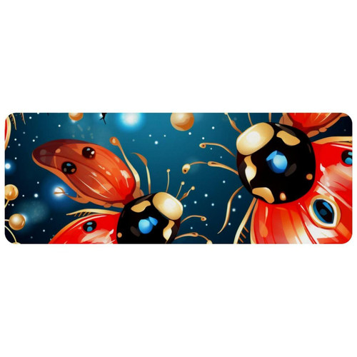 ownta - OWNTA Ladybug Grand tapis de bureau à motif : tapis de jeu rectangulaire étendu de 11,8 x 31,3 pouces avec fond en caoutchouc antidérapant - adapté au bureau à domicile - grand tapis de souris ownta  - Tapis de souris