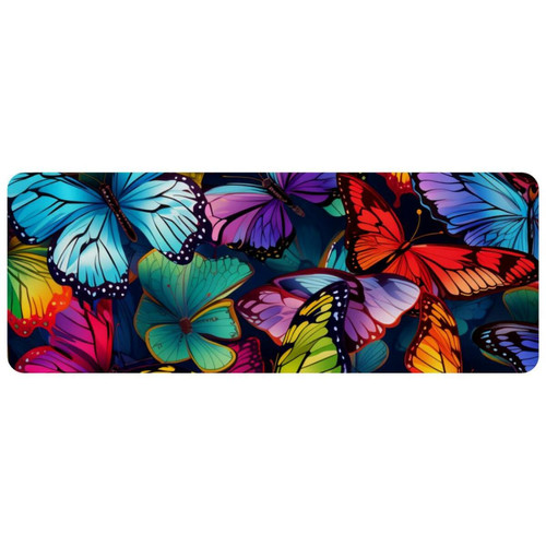 ownta - OWNTA Butterfly Grand tapis de bureau à motif : tapis de jeu rectangulaire étendu de 11,8 x 31,3 pouces avec fond en caoutchouc antidérapant - adapté au bureau à domicile - grand tapis de souris ownta  - Tapis de souris