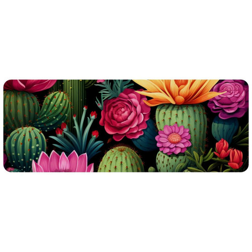 ownta - OWNTA Cactus Grand tapis de bureau à motif : tapis de jeu rectangulaire étendu de 11,8 x 31,3 pouces avec fond en caoutchouc antidérapant - adapté au bureau à domicile - grand tapis de souris ownta  - Tapis de souris
