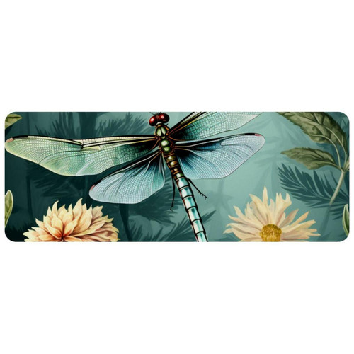 ownta - OWNTA Dragonfly Grand tapis de bureau à motif : tapis de jeu rectangulaire étendu de 11,8 x 31,3 pouces avec fond en caoutchouc antidérapant - adapté au bureau à domicile - grand tapis de souris ownta  - Tapis de souris