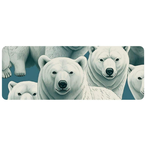 ownta - OWNTA Polar Bear Grand tapis de bureau à motif : tapis de jeu rectangulaire étendu de 11,8 x 31,3 pouces avec fond en caoutchouc antidérapant - adapté au bureau à domicile - grand tapis de souris ownta  - Tapis de souris