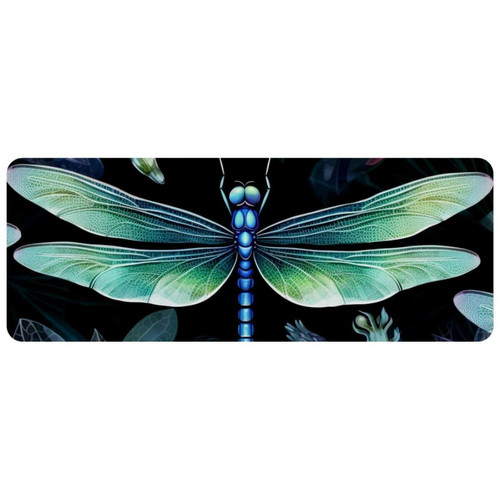 ownta - OWNTA Dragonfly Grand tapis de bureau à motif : tapis de jeu rectangulaire étendu de 11,8 x 31,3 pouces avec fond en caoutchouc antidérapant - adapté au bureau à domicile - grand tapis de souris ownta  - Tapis de souris