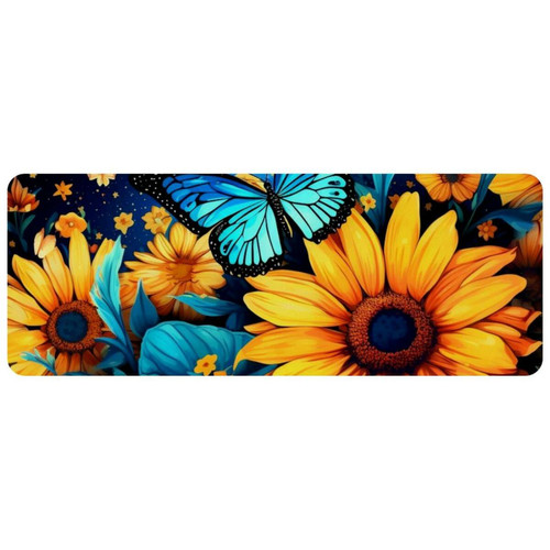 ownta - OWNTA Starry Sky Sunflower Butterfly Grand tapis de bureau à motif : tapis de jeu rectangulaire étendu de 11,8 x 31,3 pouces avec fond en caoutchouc antidérapant - adapté au bureau à domicile - grand tapis de souris ownta  - Nos Promotions et Ventes Flash