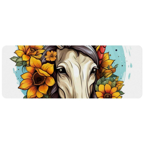 ownta - OWNTA Unicorn Skull Sunflower Grand tapis de bureau à motif : tapis de jeu rectangulaire étendu de 11,8 x 31,3 pouces avec fond en caoutchouc antidérapant - adapté au bureau à domicile - grand tapis de souris ownta  - Le meilleur de nos Marchands