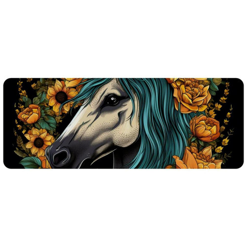 ownta - OWNTA Unicorn Skull Sunflower Grand tapis de bureau à motif : tapis de jeu rectangulaire étendu de 11,8 x 31,3 pouces avec fond en caoutchouc antidérapant - adapté au bureau à domicile - grand tapis de souris ownta  - Nos Promotions et Ventes Flash