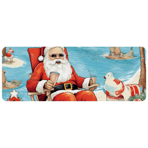 ownta - OWNTA Santa Claus on vacation at the beach Grand tapis de bureau à motif : tapis de jeu rectangulaire étendu de 11,8 x 31,3 pouces avec fond en caoutchouc antidérapant - adapté au bureau à domicile - grand tapis de souris ownta  - Le meilleur de nos Marchands