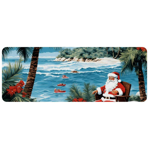ownta - OWNTA Santa Claus on vacation at the beach Grand tapis de bureau à motif : tapis de jeu rectangulaire étendu de 11,8 x 31,3 pouces avec fond en caoutchouc antidérapant - adapté au bureau à domicile - grand tapis de souris ownta  - Tapis de souris gamer Tapis de souris
