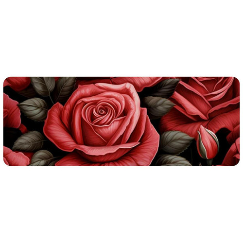 ownta - OWNTA Roses Flower Grand tapis de bureau à motif : tapis de jeu rectangulaire étendu de 11,8 x 31,3 pouces avec fond en caoutchouc antidérapant - adapté au bureau à domicile - grand tapis de souris ownta  - Tapis de souris