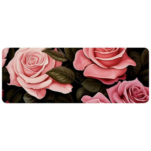 ownta - OWNTA Roses Flower Grand tapis de bureau à motif : tapis de jeu rectangulaire étendu de 11,8 x 31,3 pouces avec fond en caoutchouc antidérapant - adapté au bureau à domicile - grand tapis de souris ownta  - Nos Promotions et Ventes Flash