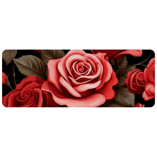 ownta - OWNTA Roses Flower Grand tapis de bureau à motif : tapis de jeu rectangulaire étendu de 11,8 x 31,3 pouces avec fond en caoutchouc antidérapant - adapté au bureau à domicile - grand tapis de souris ownta  - Nos Promotions et Ventes Flash